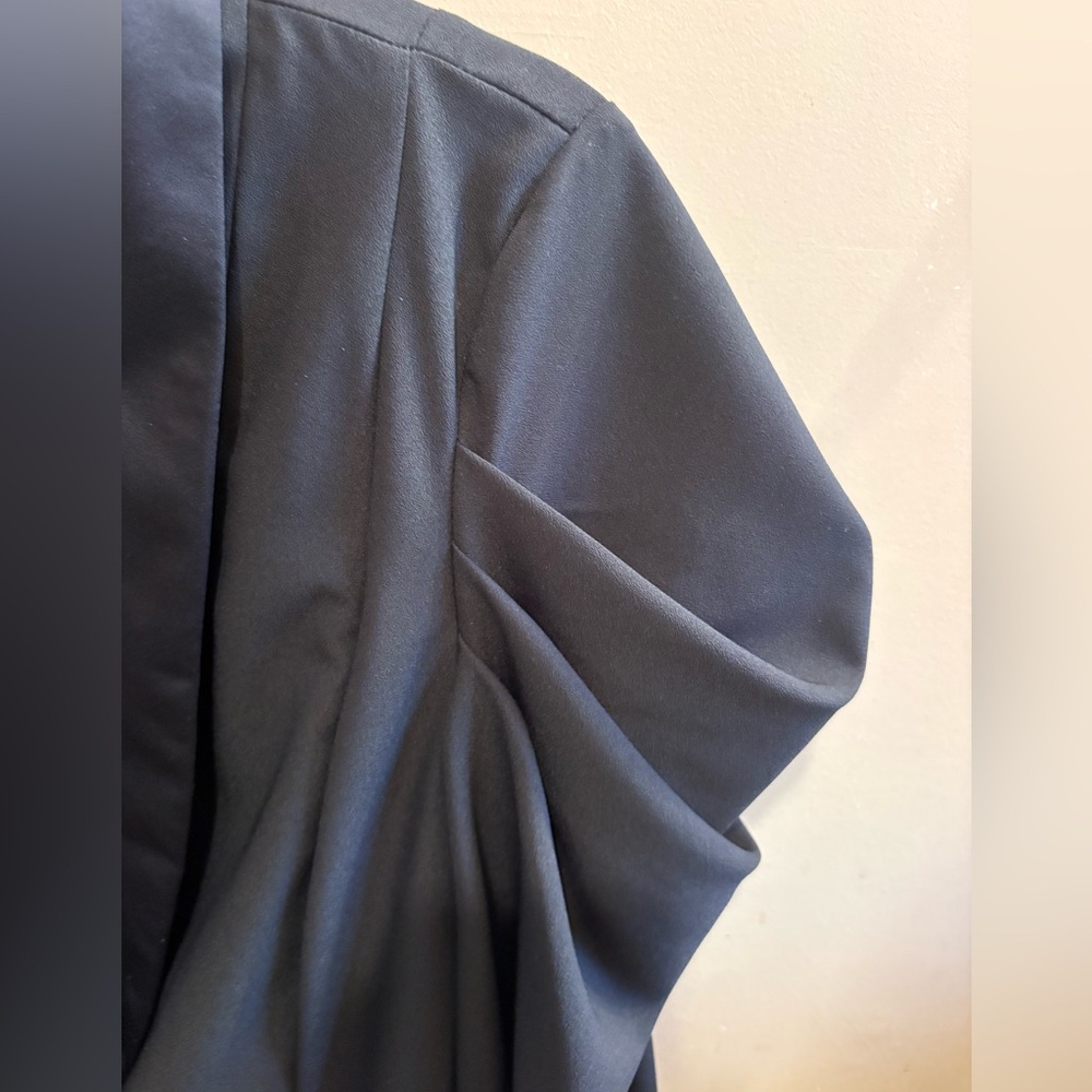 NWOT ASOS Drape Front Black Tuxedo Mini Dress Puff Sleeve Women’s Size 12 - Picture 9 of 13